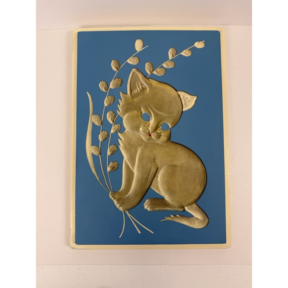 Richter 1961 Chalkware Kitten Plaque Nursery Household Collectible Vintage